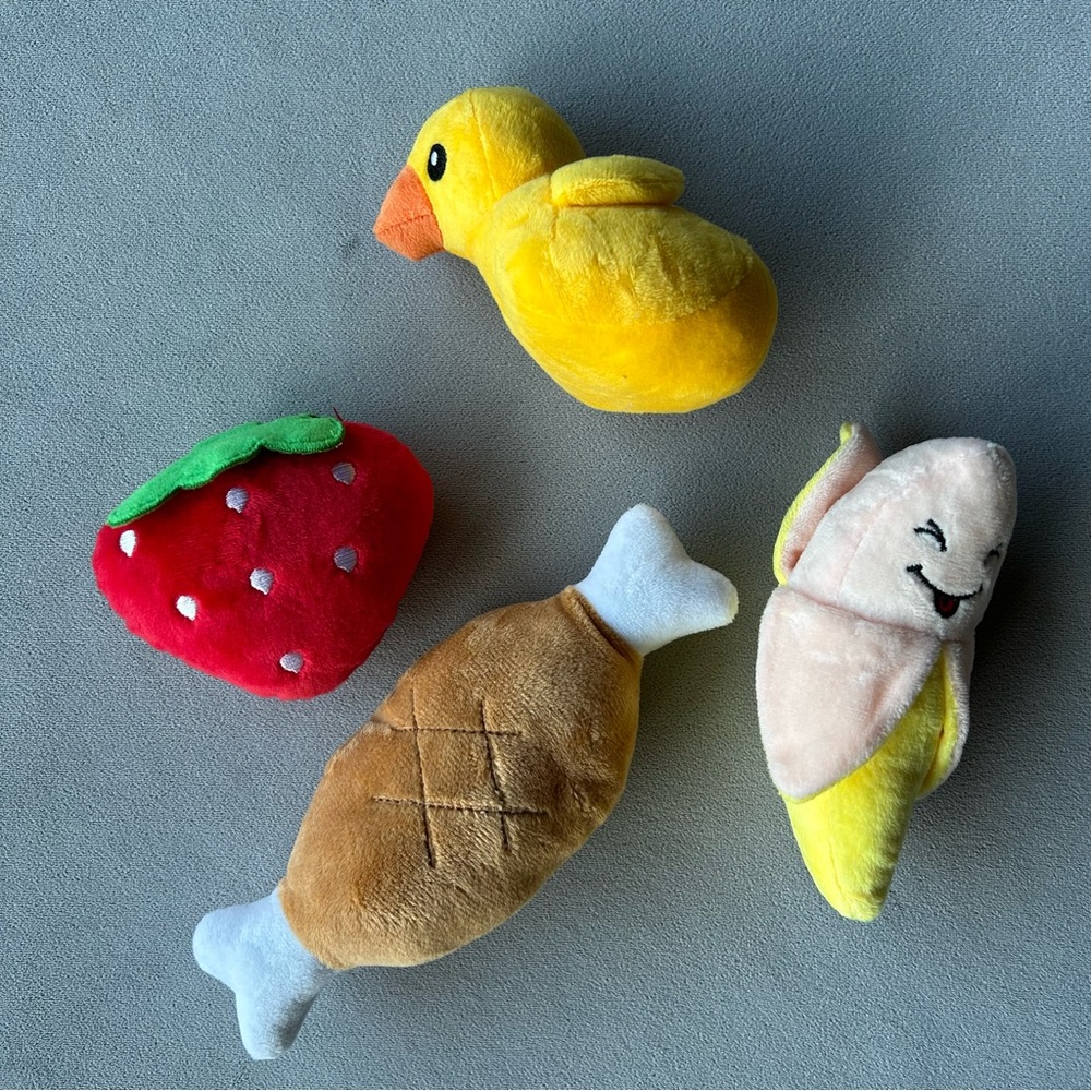 Set of 4 ~ Pet Toys ~ Krinkly Squeaker ~ Brand New!